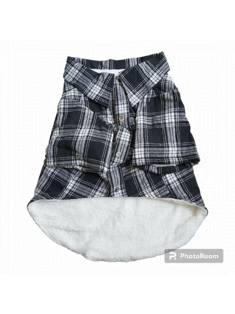 NWOT Black And White Plaid Winter/Fall/Spring XL Dog Polyester Coat With Snaps